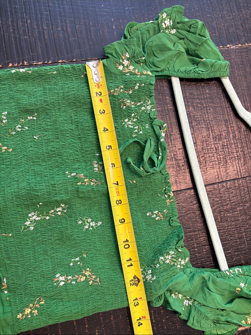 Faithfull The Brand Myrtille Midi Smocked Dress Green Floral w/ side slits sz 6 - Picture 11 of 11